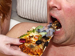 nigger cum covers his pizza . force fed 