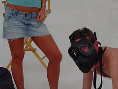 masked cuckold on his knees